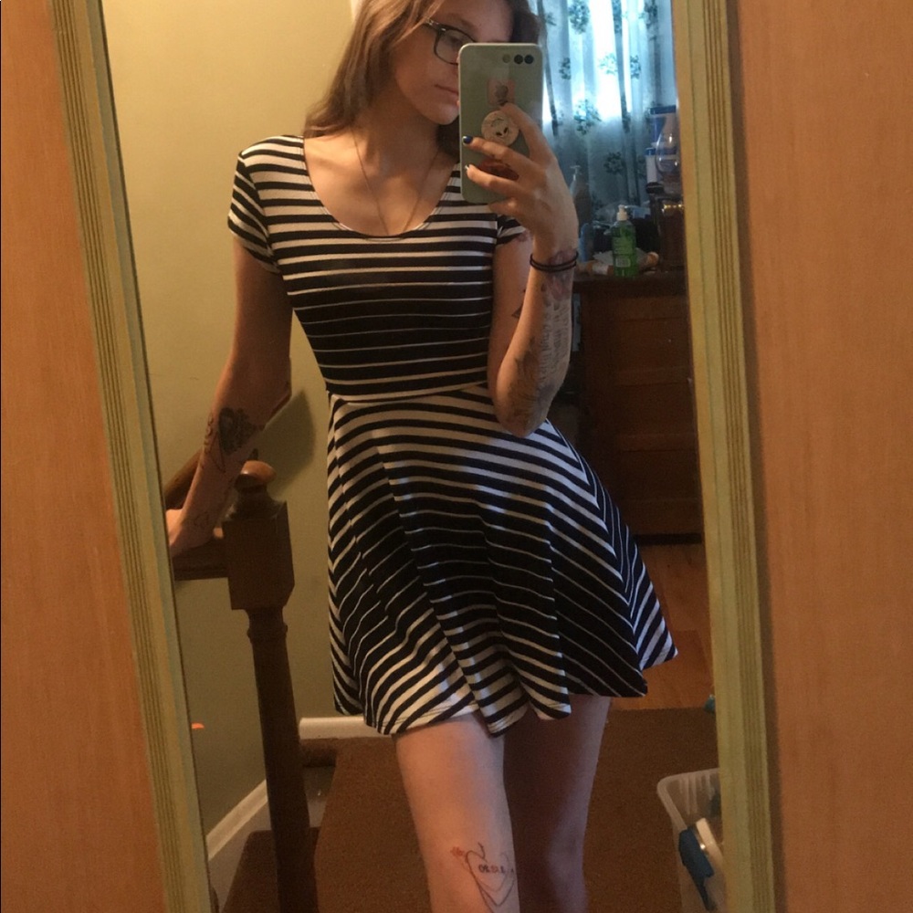 Black and white stripe dress